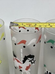 Vintage Libbey Bar Cocktail Glasses Carousel Animals Merry Go Round Set Of 6