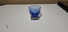 Blue Heavy Glass Shot Glass 2.75″ Tall Square Base Weighted Barware Modern