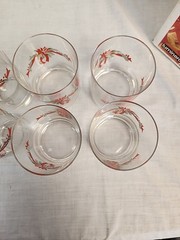 Poinsettia & Ribbons Luminarc Set of 8 Glasses 16 oz Cooler & 14 oz Double DOF