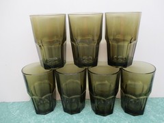 Set Of 7 Crisa Boston Mocha Brown Glasses/Tumblers 5 3/8” Tall 14oz