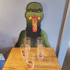 5 Drinking Glasses w/ Naughty Peekaboo Pinup Girl Image and Revealing Pic Inside