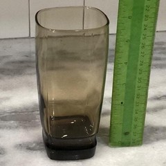 Libbey Carrington Tawny Smoke Highball Glasses, Set of 4, Square Bottom Tumblers