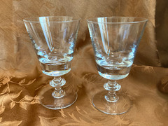 2 Val St Lambert Crystal STATE – PLAIN Water Goblets 6 3/8″ Signed