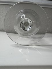 Clear Glass Stemmed Wine Goblet, Etched Floral Pattern Drinking Glass
