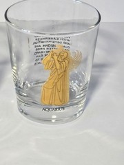 3pc Zodiac 22kt Lowball Whiskey Old Fashion Gold Glasses Anchor Hocking Vintage
