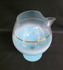 Vtg West Virginia Blendo Aqua Blue Frosted Cocktail Pitcher Footed Snifter MCM
