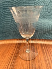 Libbey Needle Etch 114 Water Goblet Zig Zag & Circles Line 1500