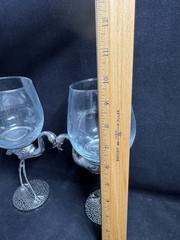 TMD Holdings Pewter 3D Flamingo Stem Wine Glasses Goblets 9.5″
