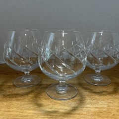 3 Vintage 1960’s Etched Footed Cognac/Brandy Glasses