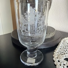 Wedgwood Glass Commemorative 1952-1977 Queen Elizabeth II Silver Jubilee Goblet