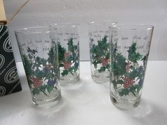 PORTMEIRION Glassware The Holly & The Ivy Highball Cooler Glasses Set of 4 NIB