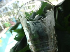MCM Rock Sharpe Clear Crystal Gray Cut Water Goblet 3005-6 Excel Used Cond.