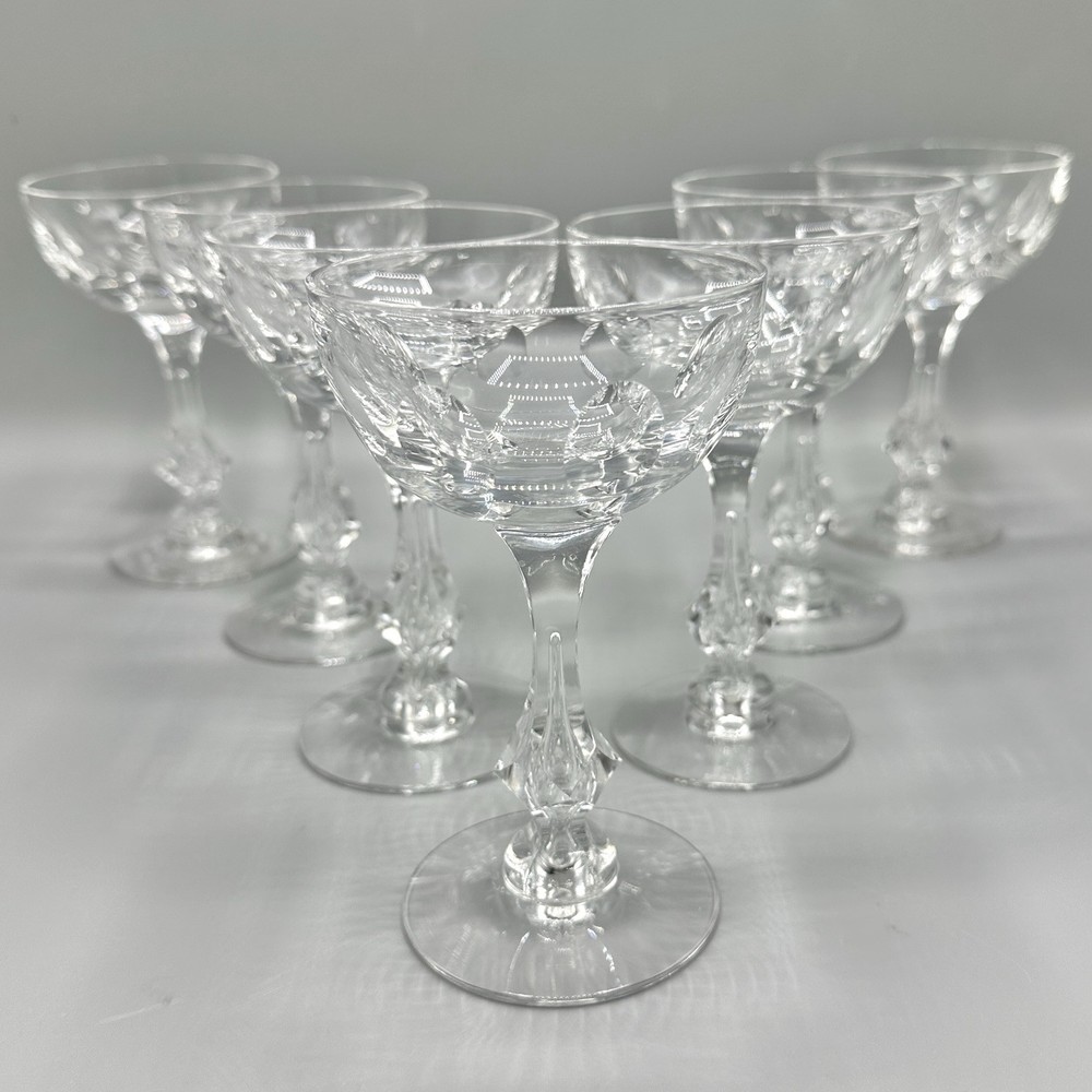 Set Of 7 Vintage Tiffin Franciscan Mirage Liquor/Cocktail Glasses Thumbprint /cb