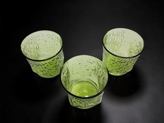 vintage 3 anchor hocking avocado pagoda rocks textured cocktail glasses