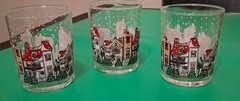 Vintage Luminarc D’Arques Dublin Christmas «Snowy Village» Glasses Set Of 3