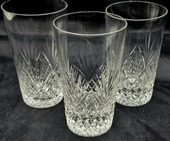 3 American Brilliant Period Strawberry Diamond & Fan Cut Juice Glass 3-3/4″ ABP