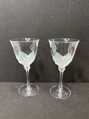 Durand Cristal d’Arques Florence Water Wine Glasses 7.5” Floral 8 oz Set of 2