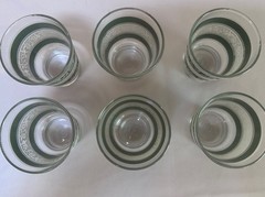 MCM Vintage Pristine Libbey Green And White Floral Print Drinking Glasses x 6