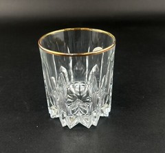 Vintage 24k Gold Rim Crystal Whiskey Glasses & Decanter Made in Italy Hand Blown