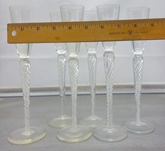 Lot Of 6 Vintage Air Twist Stem Crystal Cordial Bohemia Crystal Crystalex Boc270