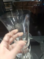 (4) Ice Tea Goblets water Glasses footed tumblers Crystal vine leaf etched