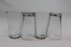 4Vintage Libbey HOOPS Crisa Tumblers Horizontal Rings 6″H Nice&Clean! 12oz