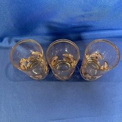 Vintage 3 Signed MCM 22k Culver Mushroom Barware Bar Highball Cocktail Glasses