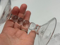 Set Of 4 Vintage MCM Silver Ombre Fade Glass Goblets Ball Stem Barware M Sticker