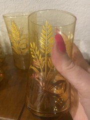 7 Vintage Libbey Amber Golden Wheat Drinking Glasses 14 oz