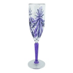Murano Glass Champagne Flute Purple Hand Painted Light Stem 22.5cm