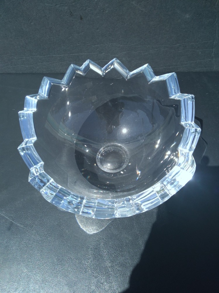 Rare Large Vintage Rosenthal Germany Sawtooth Crystal Glass Easter Egg Bowl Dish