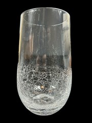 Pier 1 Angled Slant Rim Crackle Blown Glass Set 3 Tumbler Stemless Wine HighBall