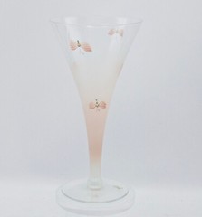 Lot of 6 PINK FROSTED OMBRE HAND PAINTED BUTTERLY ART GLASS WINE GLASS 7.5″