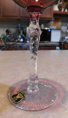 Bayel Golden Crown E&R France red cut to clear crystal wine glass