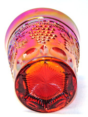 St Clair Carnival Glass Red Grapes and Cable Tumbler & Ice Bllue Grapes 5″ Plate