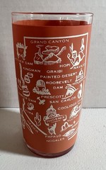 Hazel Atlas VTG Arizona Souvenir Glass 5” Orange Mid Century Western Cowboy