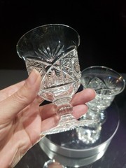 (2) Rare Oyster Cocktail Glasses American Brilliant Cut Crystal J Hoare Hindoo
