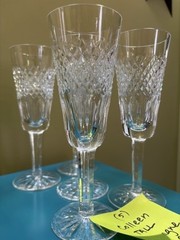 (5) 7-3/8″ Waterford Crystal TALL COLLEEN FLUTED Champagne Goblets