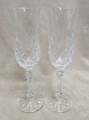 1983 Galway Crystal Champagne Glasses Kaitlyn Pat. 8 3/4” Tall Flute Set of 2