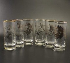 Peruvian Sterling Silver Overlay SHOT GLASSES Ax & Wheat set of 6 Barware
