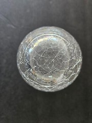Pier 1 CRACKLE Slanted Angled RIM Glass Stemless Wine Glass 5 3/4 » Tall
