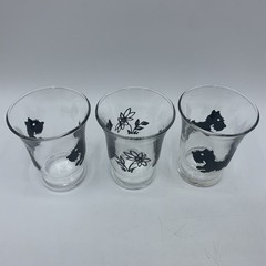 3 Libbey Scotch Juice Glasses Scottish Terrier Scotty Dog 3” Vintage L