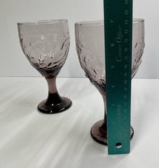 Set Of 2 Vintage Libbey Garden Vine Amethyst Purple Stem Water Goblets 12 oz