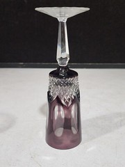 Vintage Bohemian Cut to Clear AMETHYST Purple Crystal Tall Stem Champagne Flute