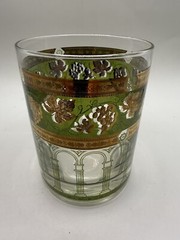 Vintage Cera Golden Grapes MCM Glass Green & 22 Kt Gold, 12 oz., 4″
