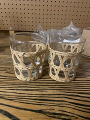 Rattan wrapped glasses. Read description please!