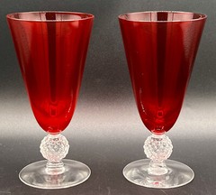 2 Morgantown Red Golf Ball Stems 7” 11 Oz. Iced Tea Tumblers