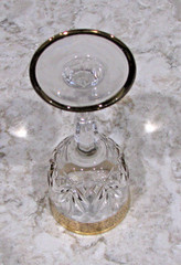 8 Small Crystal Stemmed Cordial Glasses with Gold Rims & Base. 5″, holds 2 oz