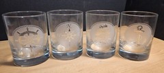 Nautical Double Old Fashioned Etched Glasses 12 oz. -Set of 4