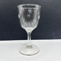 6 RARE Vintage Toyo Sasaki Wine Glass Star Burst Etched MCM Atomic